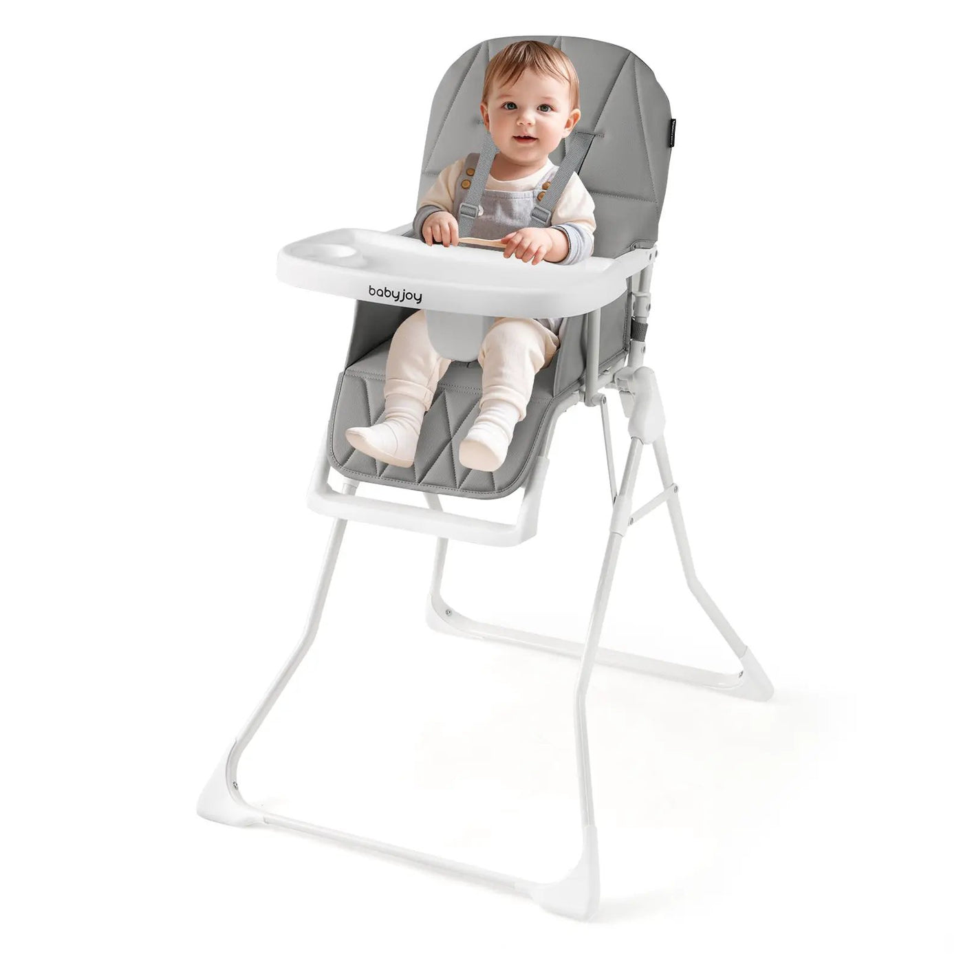 Easy Clean Compact Highchair with Removable Adjustable Tray and PU Seat Cushion by DirectDeals