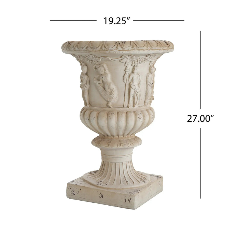 Garden Urn, Antique White, 27" H by HouseOfZazla
