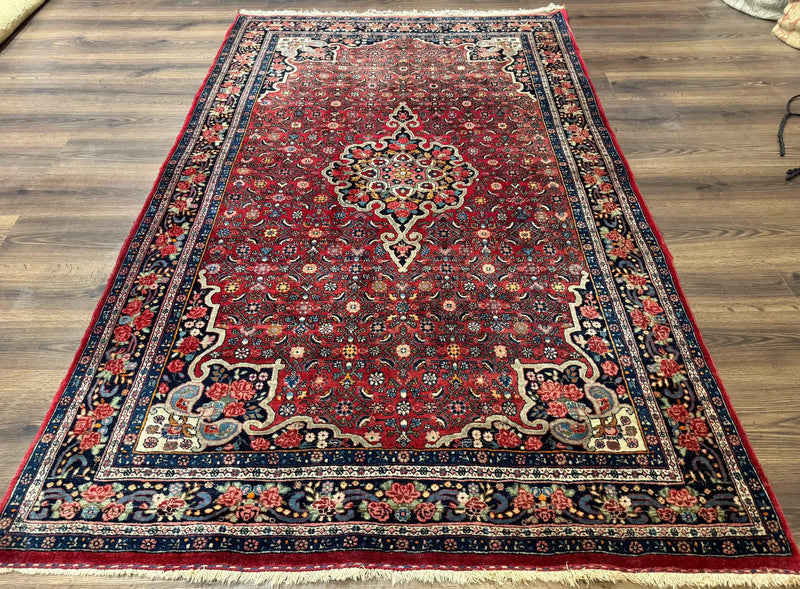 Antique Persian Rug 5x7, Red, Fine 260 KPSI, Bidjar Carpet by Jewel Rugs