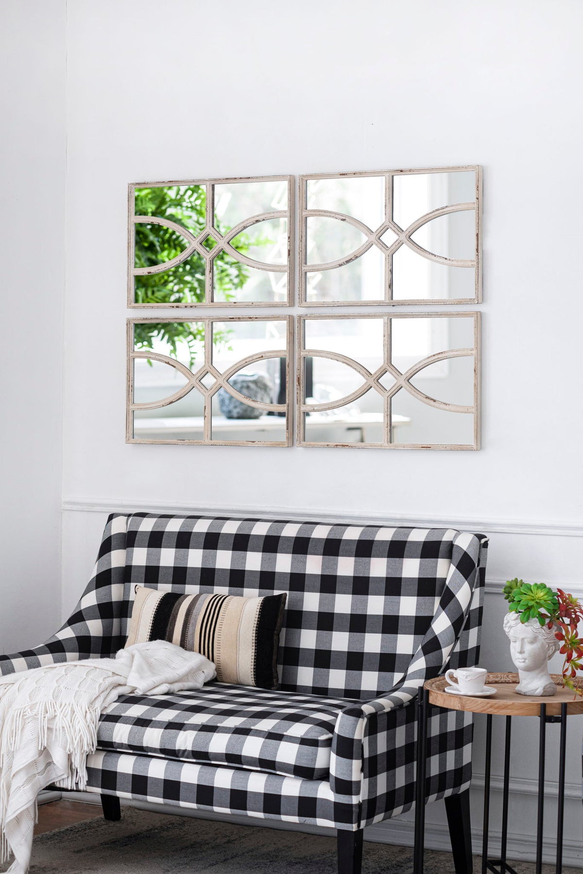 Rectangular Wooden Wall Mirror with Antique Frame, Set of 2 - Black or White, photo 15 of 15