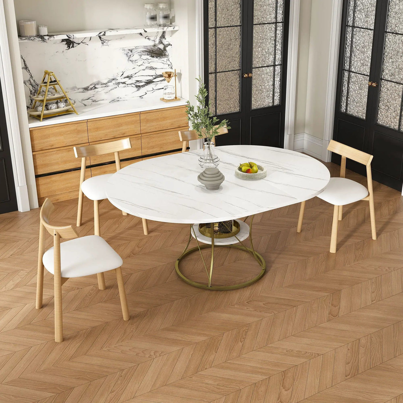 Round Extendable Dining Table Set With Chairs by Unique Piece Furniture