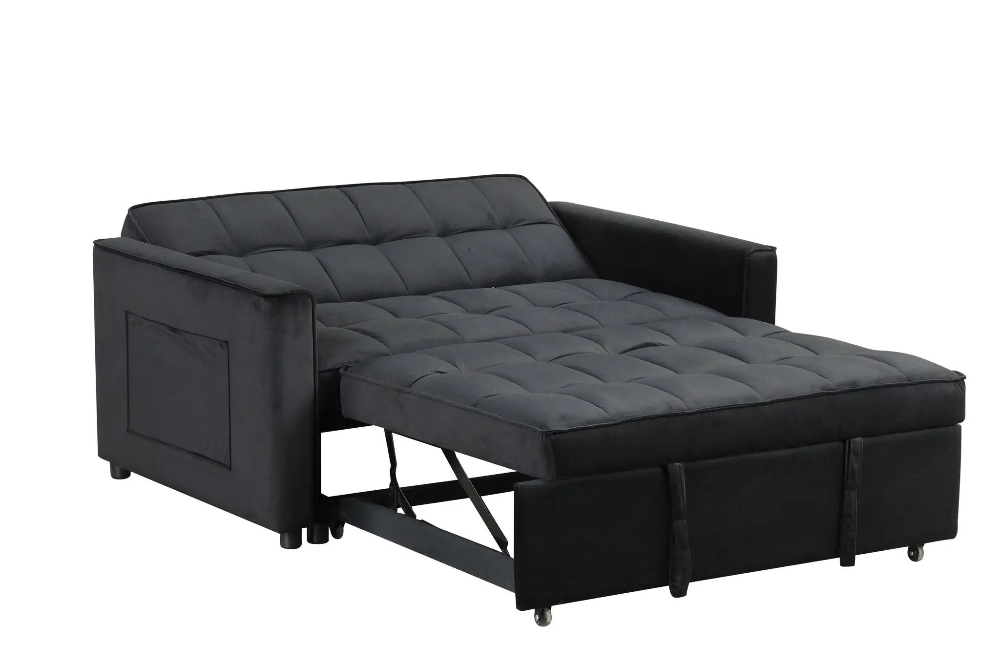 Maeve - Convertible Sleeper Loveseat With Tufting and Side Pocket - Black by Unique Piece Furniture