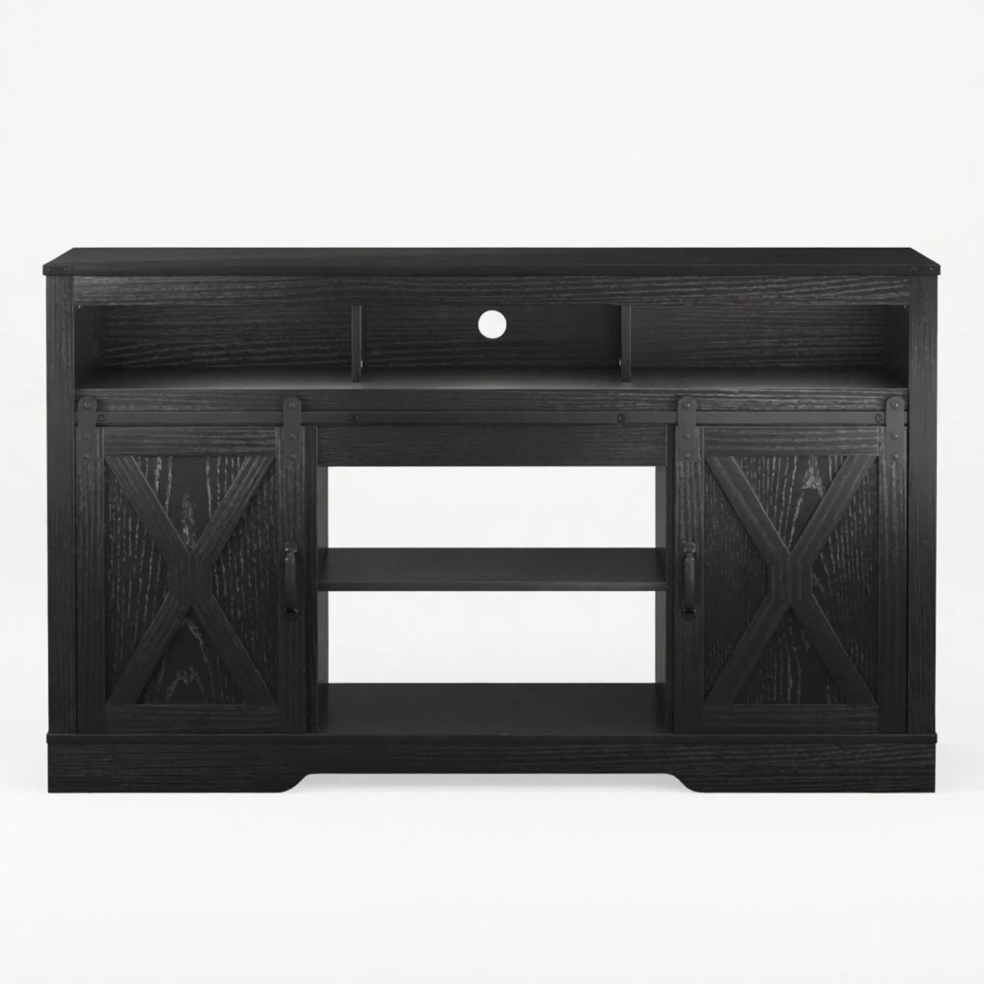 Farmhouse TV Stand With Sliding Barn Doors & Adjustable Storage by HouseOfZazla