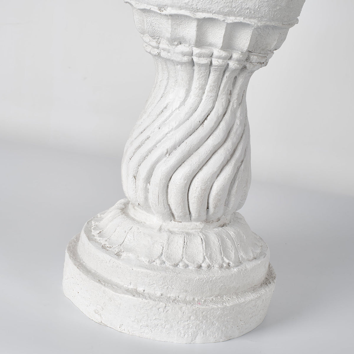 Magnesium Oxide Garden Bird Bath Statue with Twisted Pedestal - White Stone Finish, photo 2 of 10