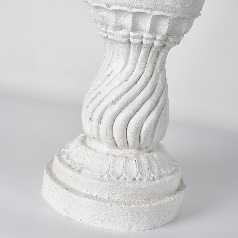 Magnesium Oxide Garden Bird Bath Statue with Twisted Pedestal - White Stone Finish, photo 2 of 10