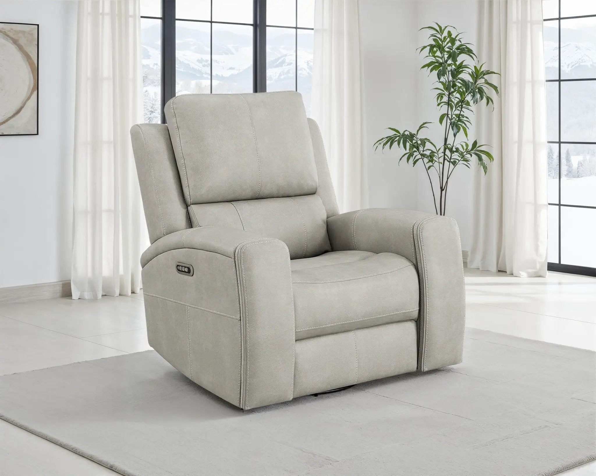 Brickston Triple Power Swivel Glider Recliner Grey by Unique Piece Furniture