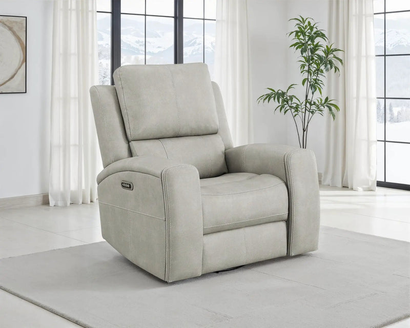 Brickston Triple Power Swivel Glider Recliner Grey by Unique Piece Furniture