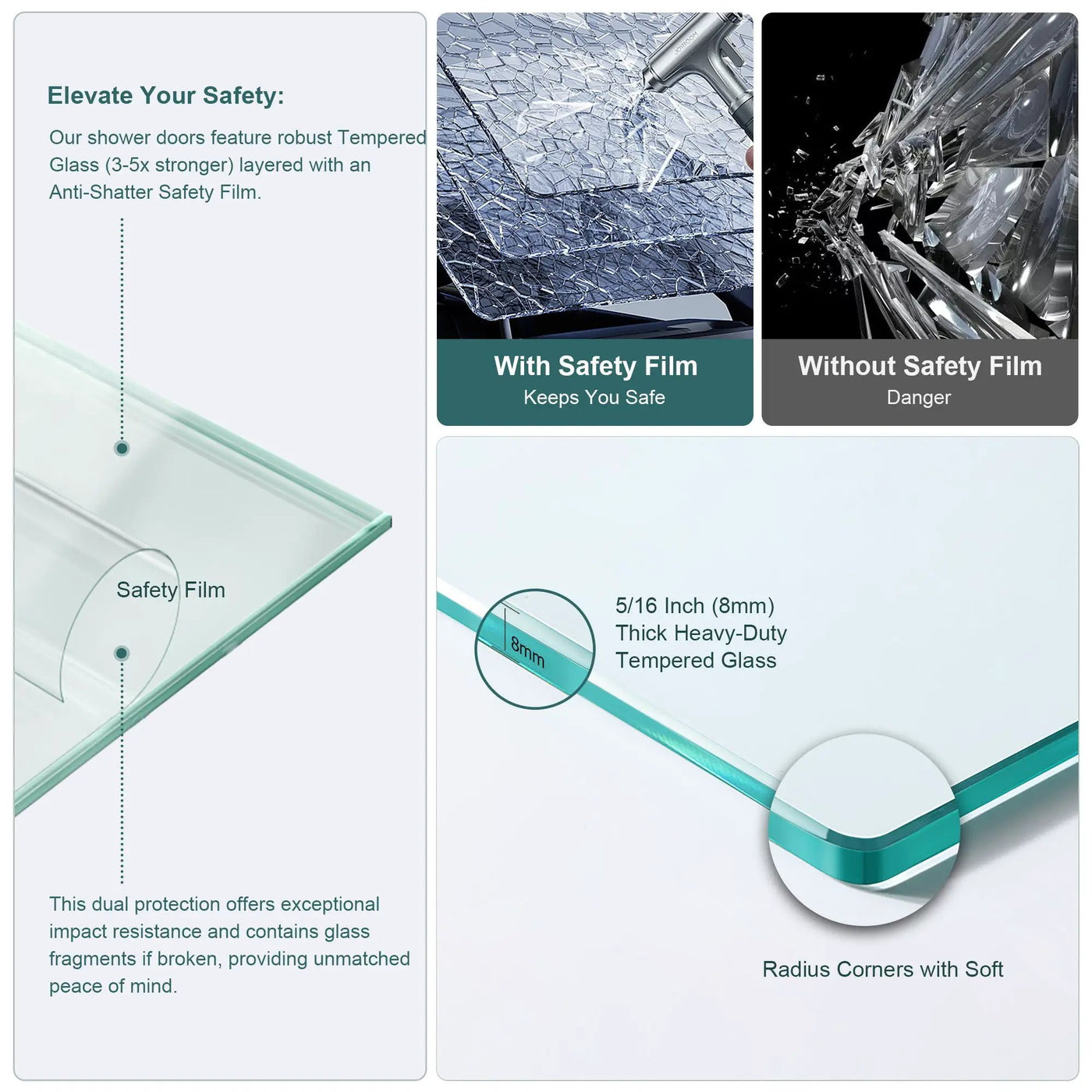 Single Sliding Bypass Shower Door Enclosure With Tempered Glass by HouseOfZazla