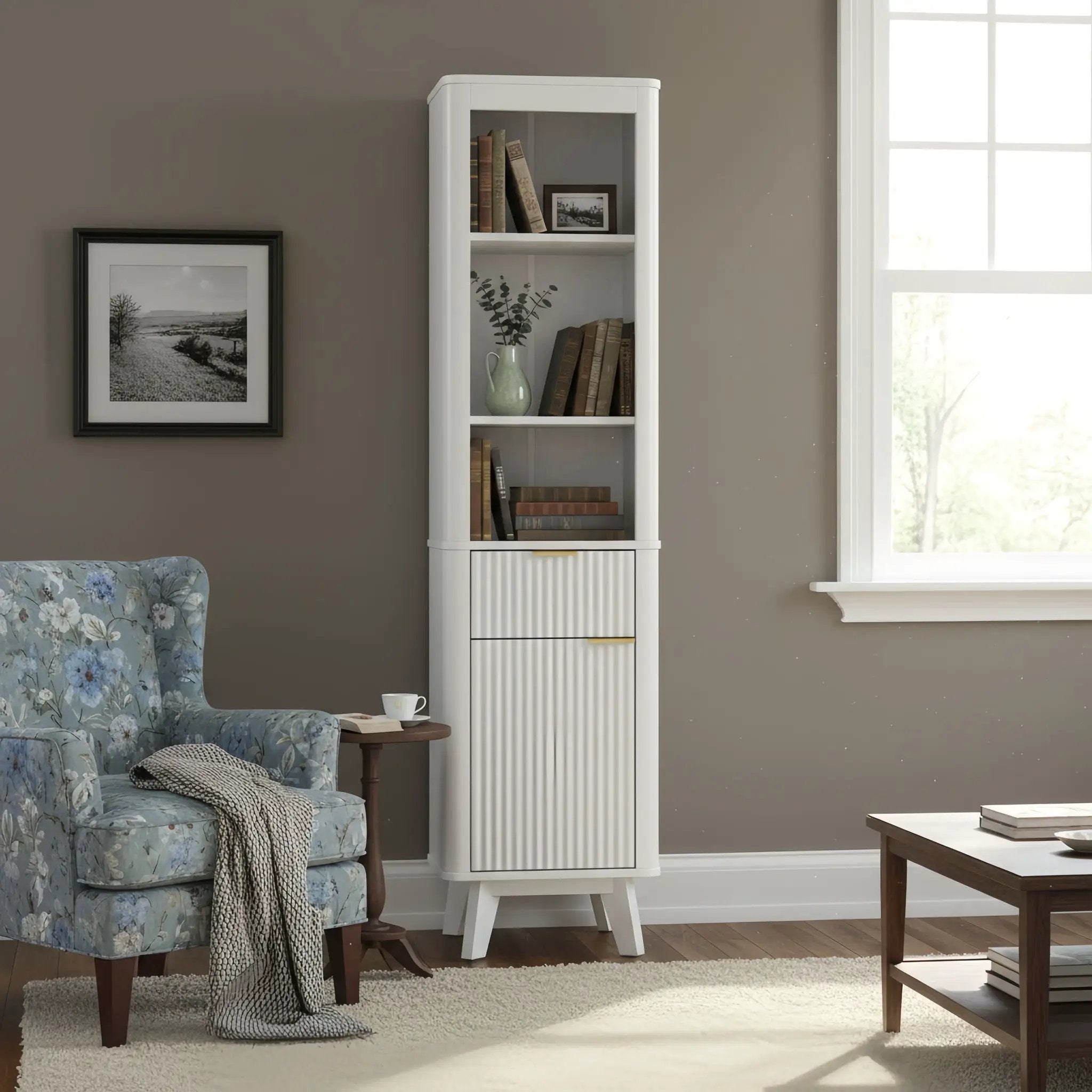 Tall Bathroom Storage Cabinet With Adjustable Shelves And 1 Drawer & Door by HouseOfZazla