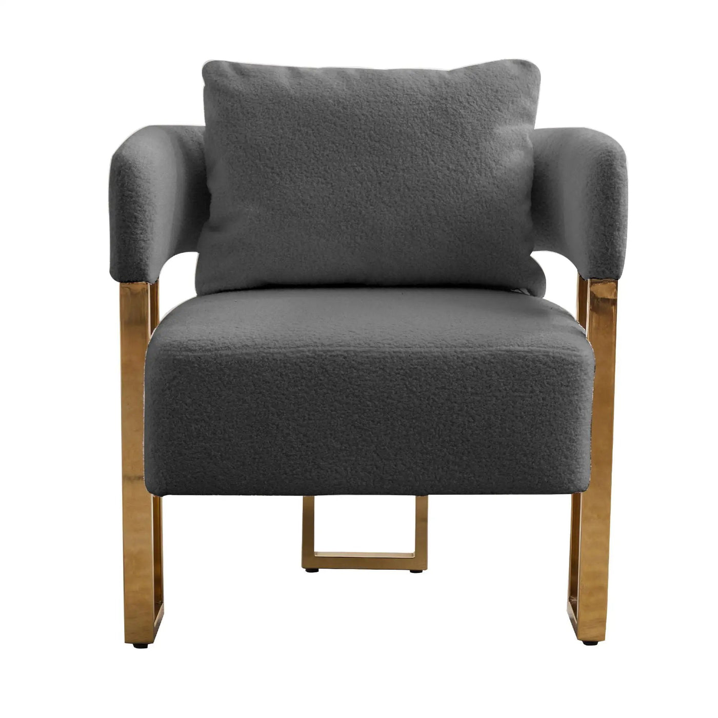 Modern Decorative Chair Teddy Fleece Upholstered And Metal Foot by HouseOfZazla