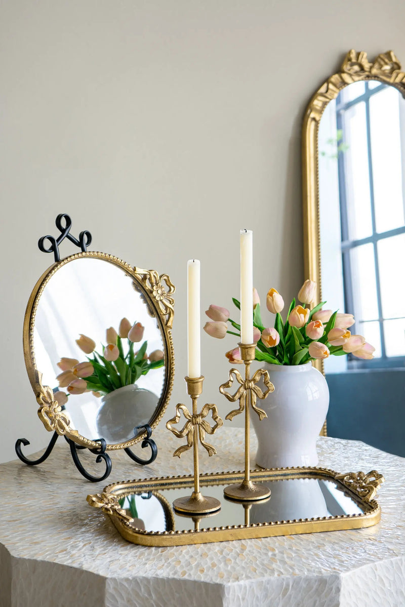 Set of 2 Vintage Gold Candle Holders by HouseOfZazla