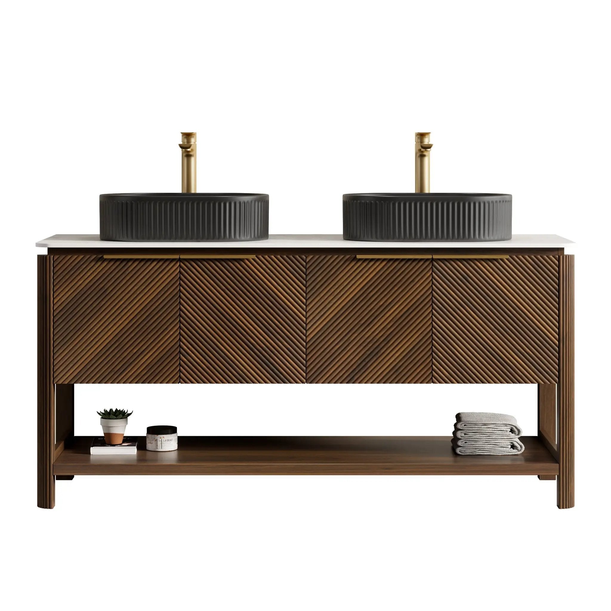 Indigo 60" Bathroom Vanity with Sintered Stone Countertop and Vessel Sink by HouseOfZazla