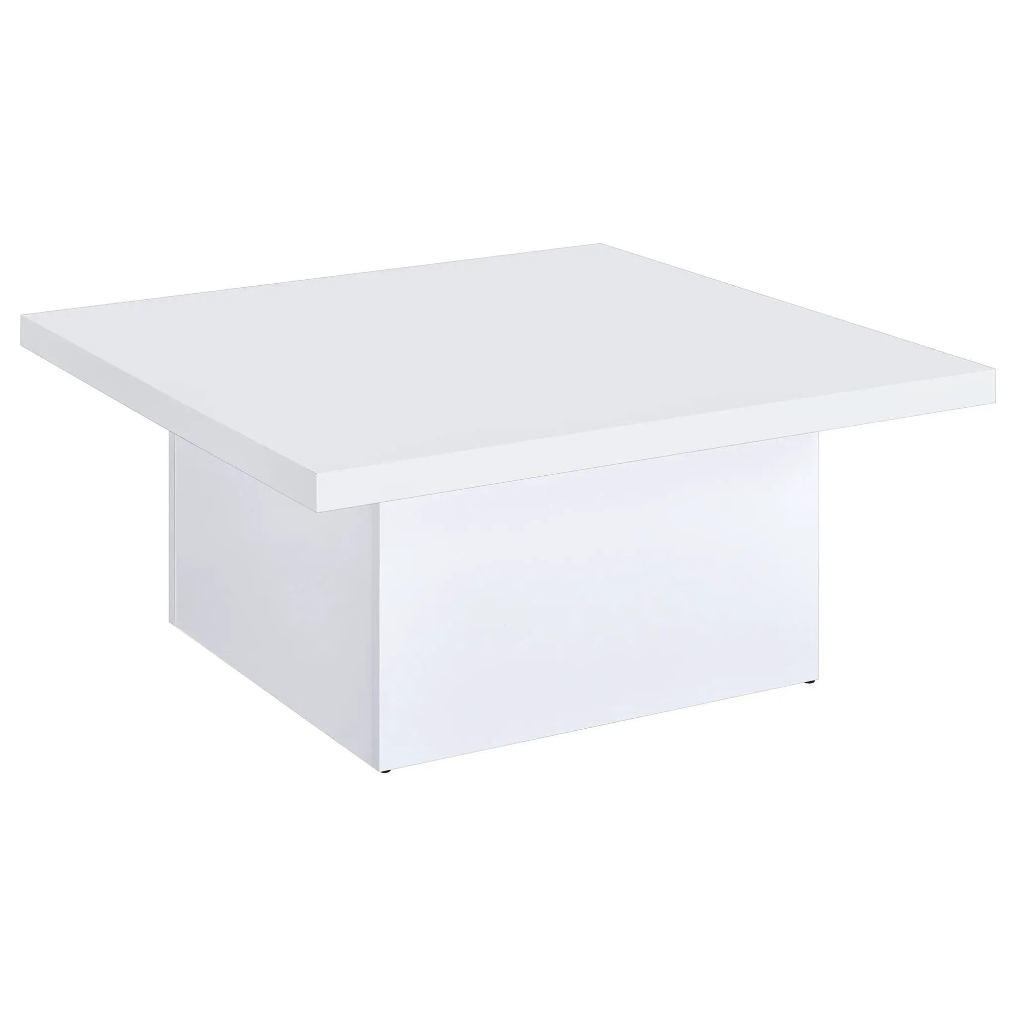 Devar Square Engineered Wood Coffee Table White High Gloss by Unique Piece Furniture