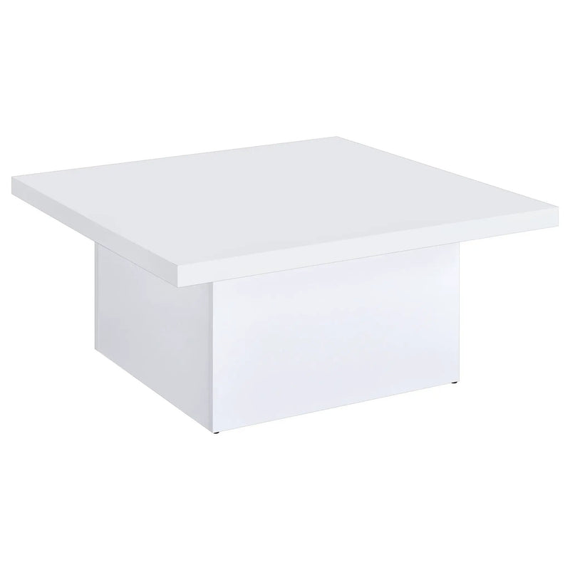 Devar Square Engineered Wood Coffee Table White High Gloss by Unique Piece Furniture