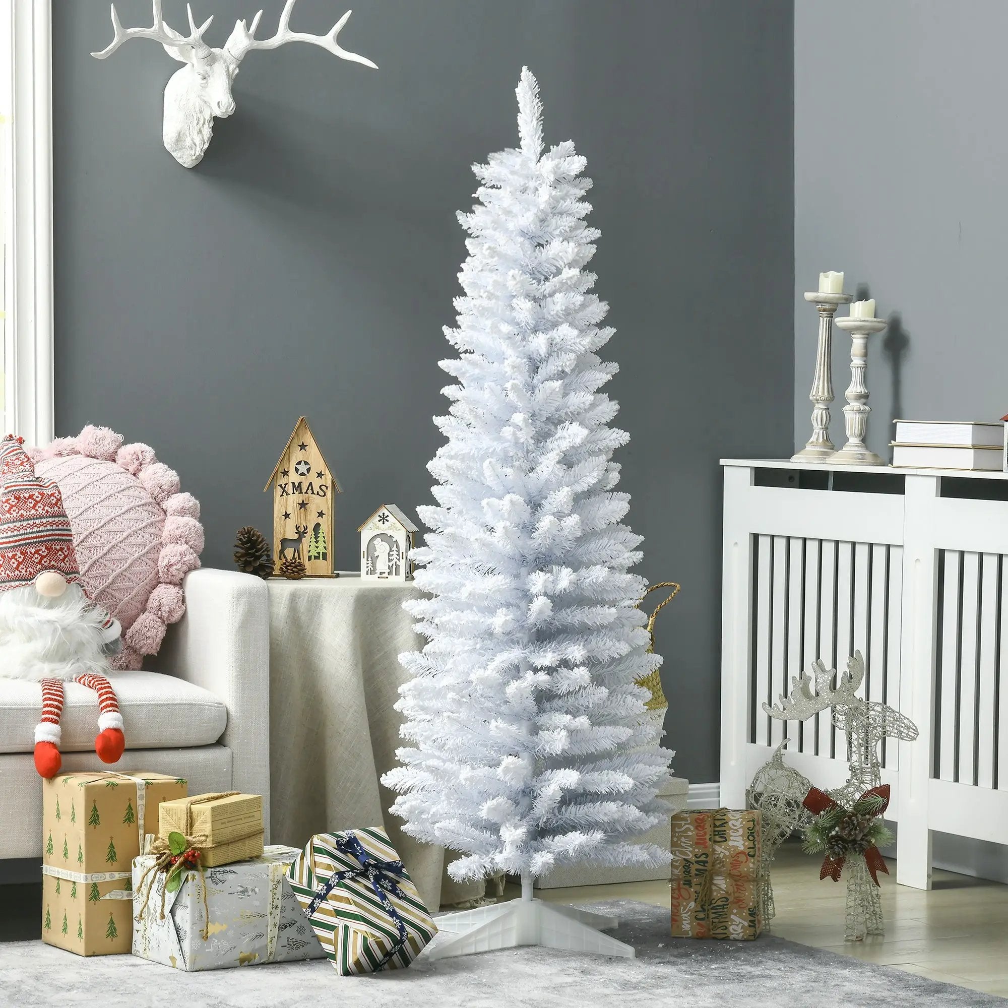HOMCOM 5' Snow Flocked Artificial Pencil Christmas Tree by HouseOfZazla