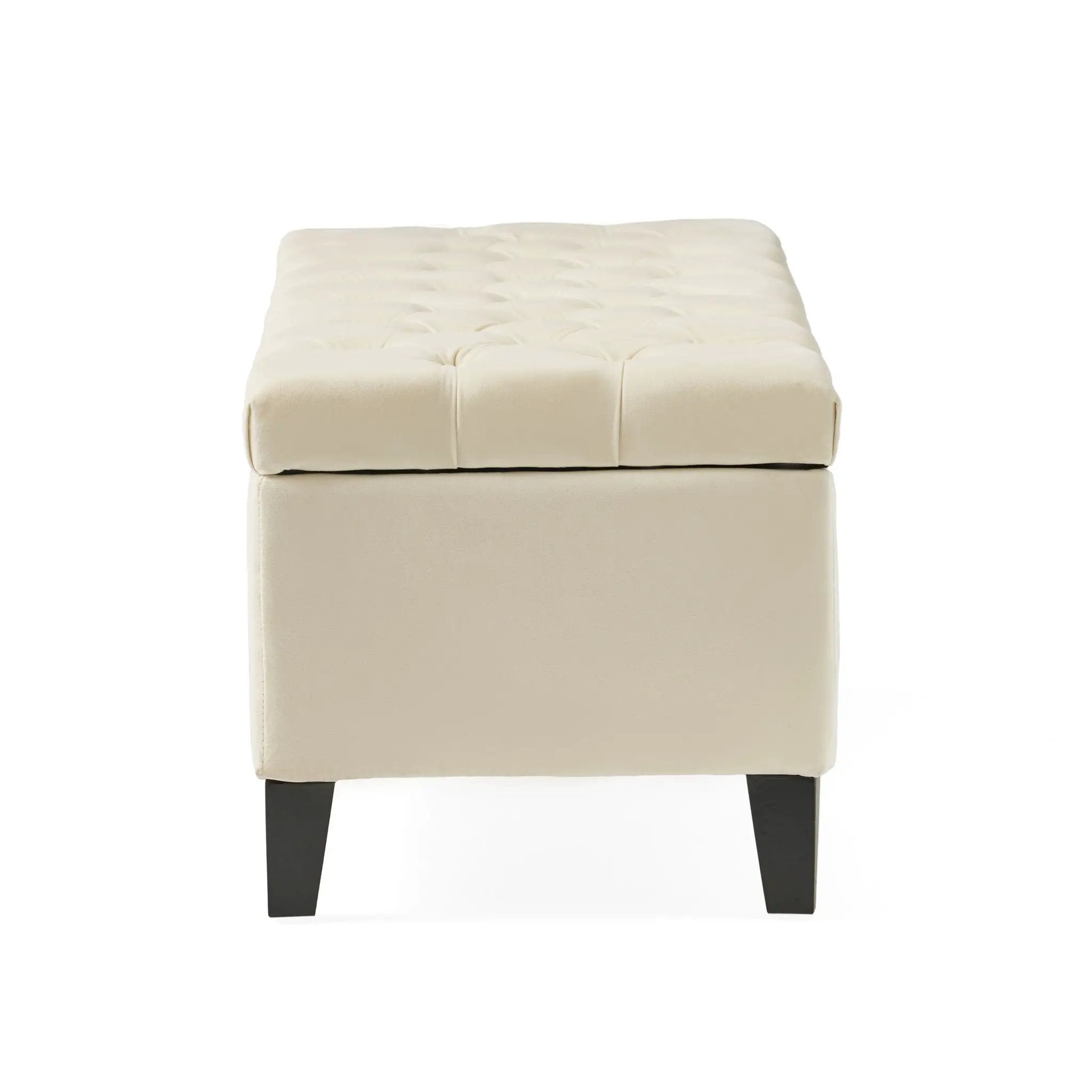 Button Tufted Diamond Stitch Storage Ottoman - Beige by HouseOfZazla