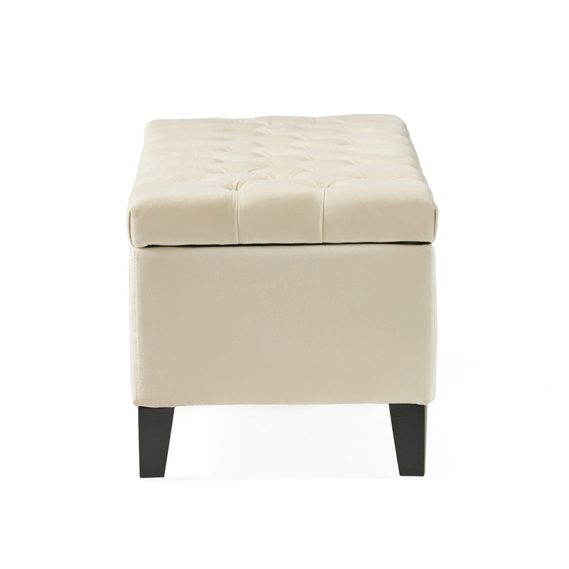 Button Tufted Diamond Stitch Storage Ottoman - Beige by HouseOfZazla
