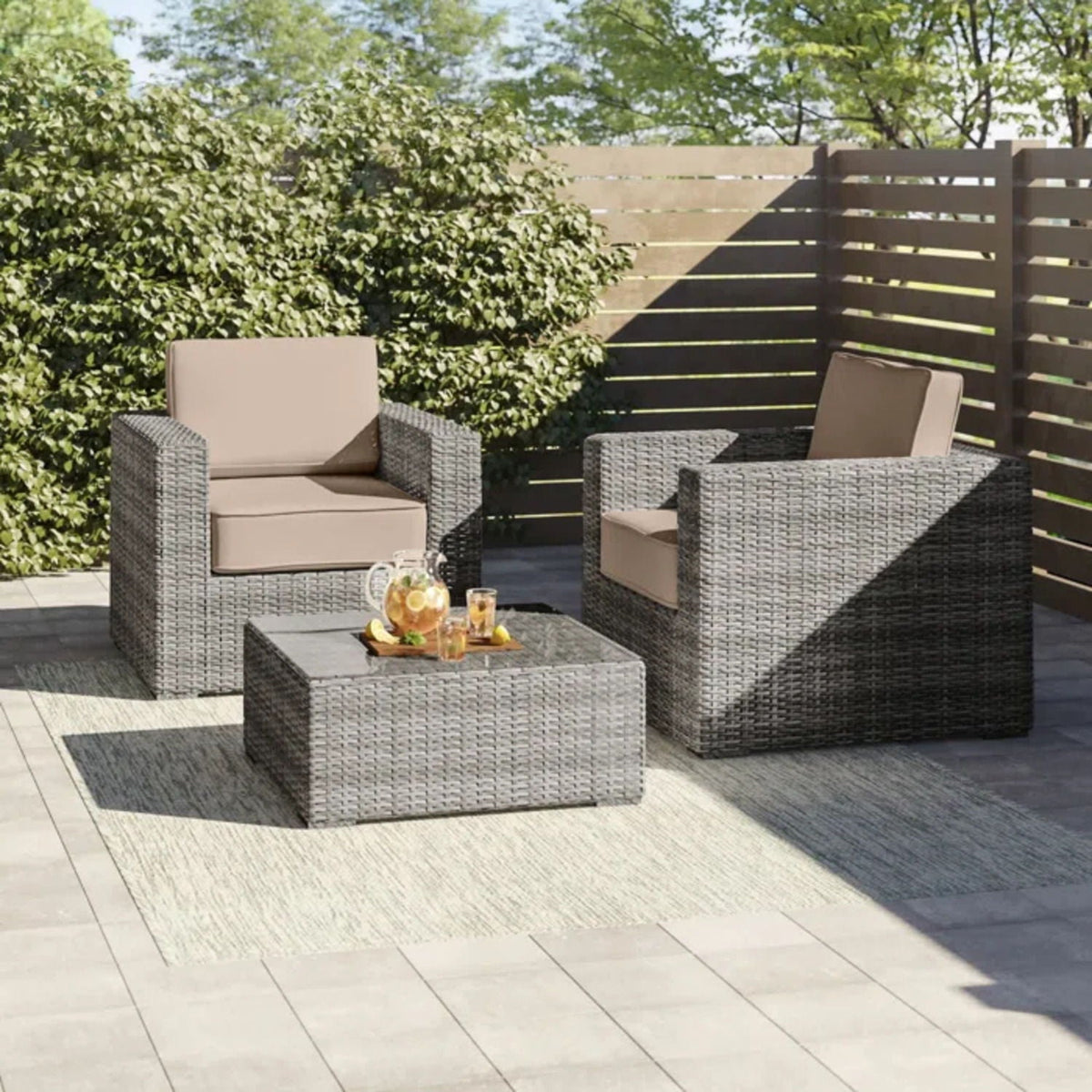 Wicker Seating Group Set With Table And Cushions, photo 40 of 40
