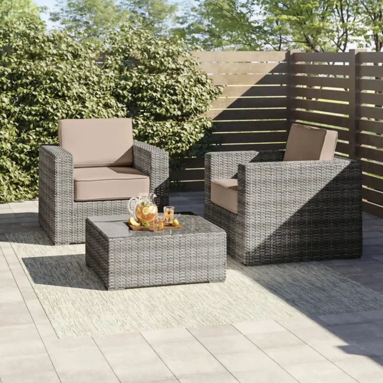 Wicker Seating Group Set With Table And Cushions by HouseOfZazla