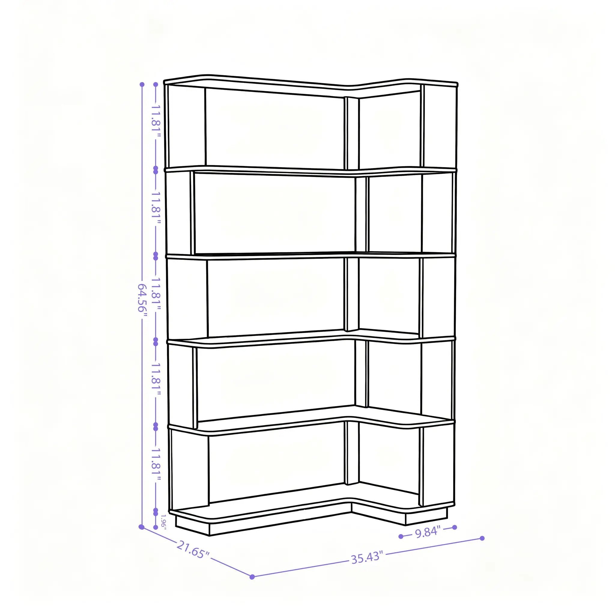Freestanding Corner Bookshelf For Living Room - Dark Brown by HouseOfZazla
