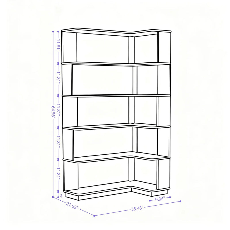 L-Shaped Design Corner Bookshelf