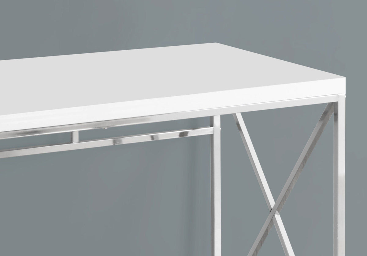 Contemporary Glossy Computer Desk with Sturdy Metal Base - Multiple Colors, photo 16 of 16