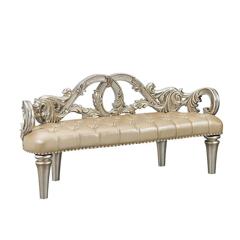 Danae - Bench - Champagne Synthetic Leather & Gold by Unique Piece Furniture