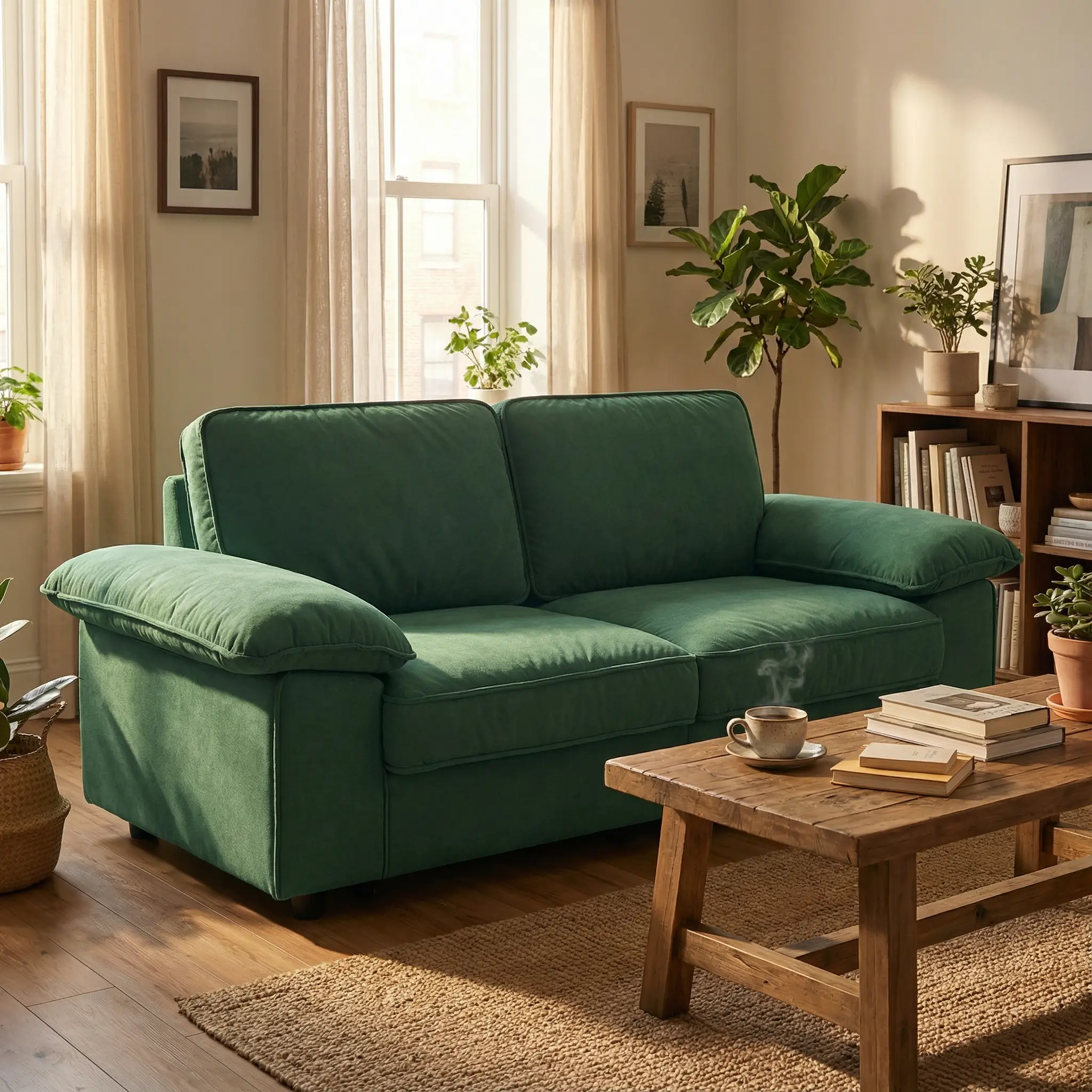 Modern Green Velvet Storage Sofa (2.5S) 78.74 Inch by HouseOfZazla