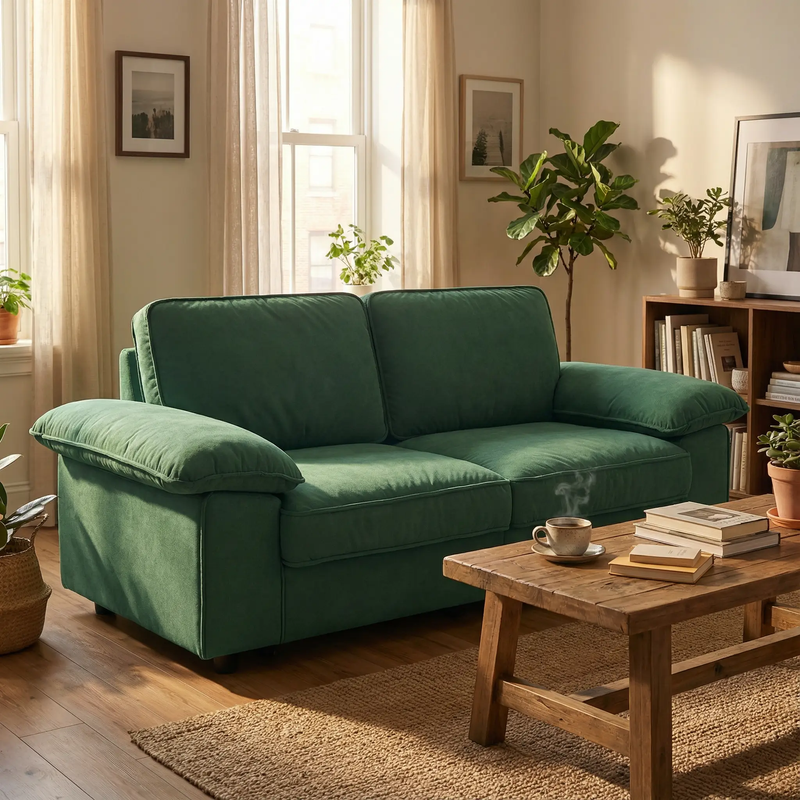 Modern Green Velvet Storage Sofa (2.5S) 78.74 Inch by HouseOfZazla