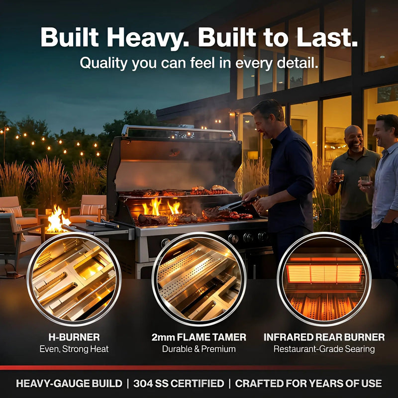 49'' Stainless Steel Standard Grill Featuring Infrared Back Burner by HouseOfZazla