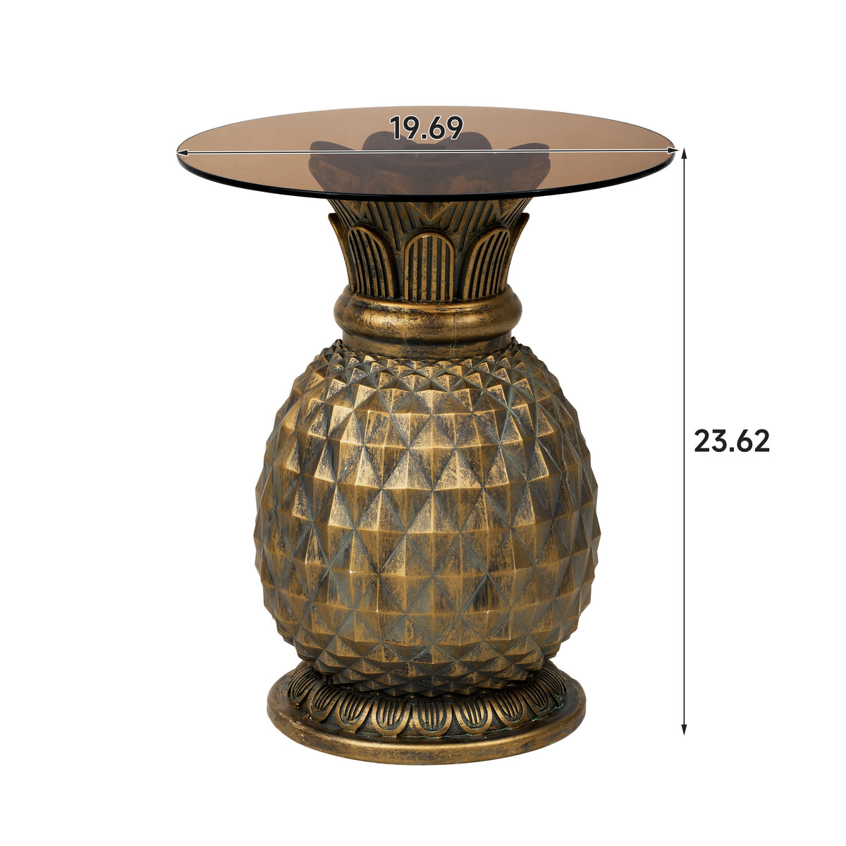 Yellow Pineapple Side Table with Tempered Glass Top, photo 8 of 10