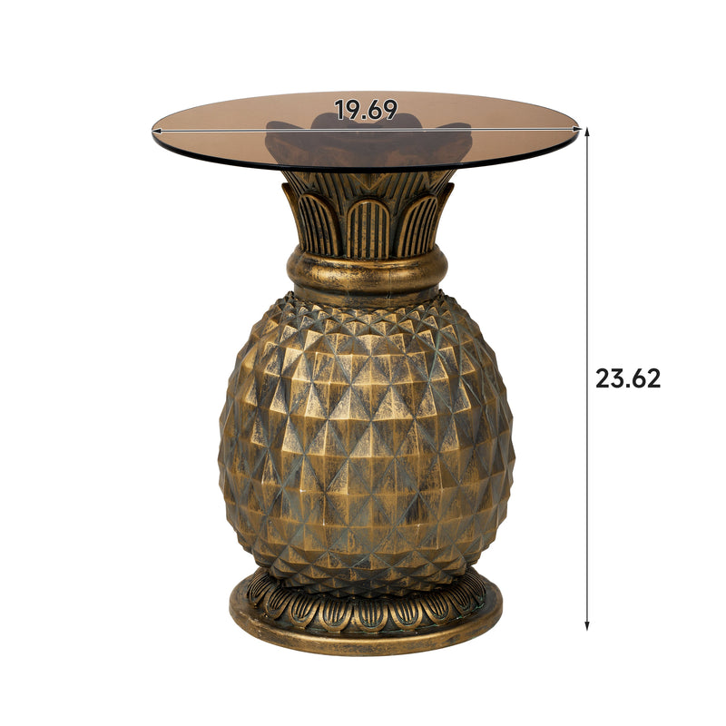 Yellow Pineapple Side Table with Tempered Glass Top, photo 8 of 10