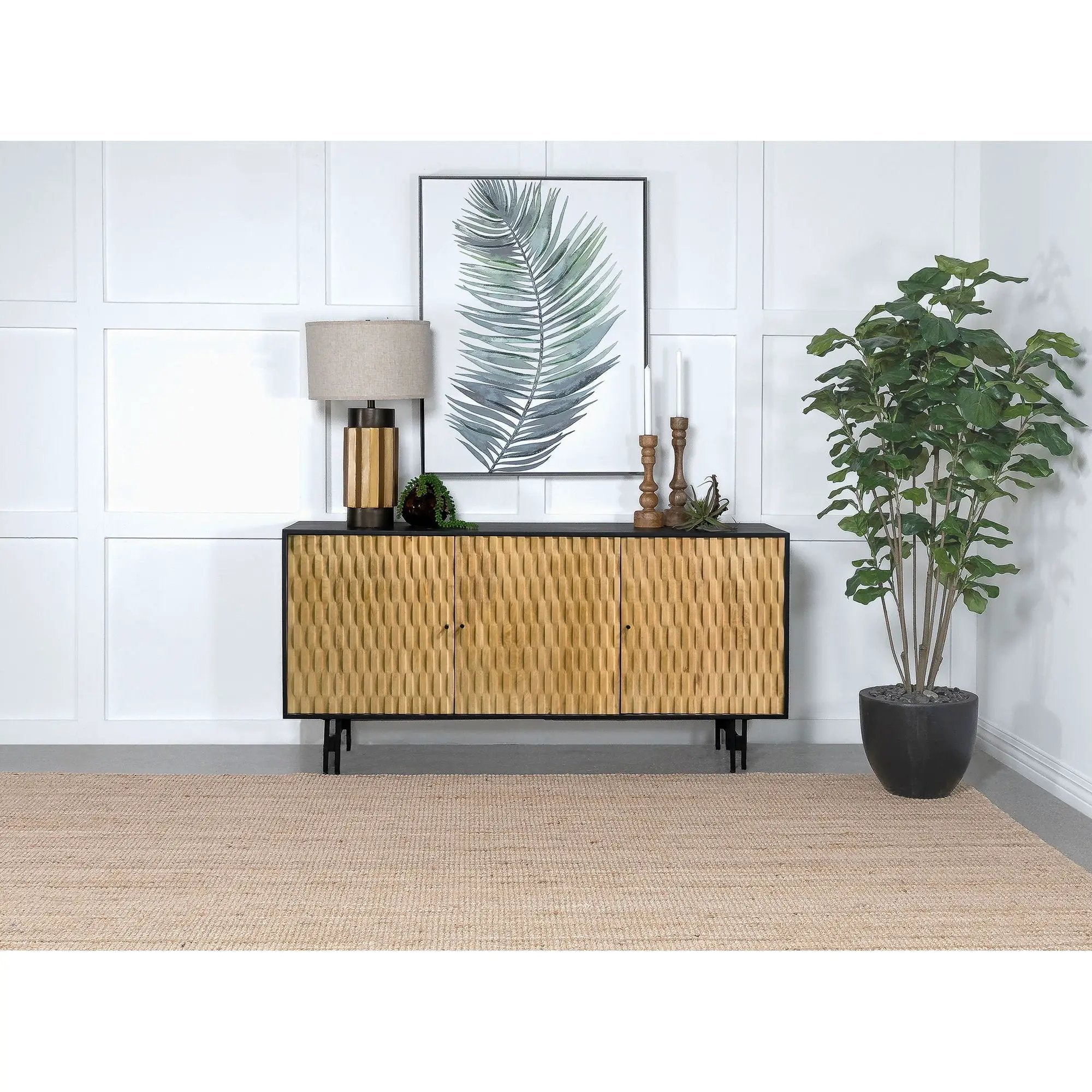 Madrid - 3 Door Accent Cabinet Doors - Natural / Black by HouseOfZazla