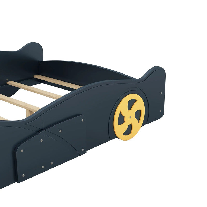 Race Car Shaped Platform Bed With Wheels And Storage by HouseOfZazla