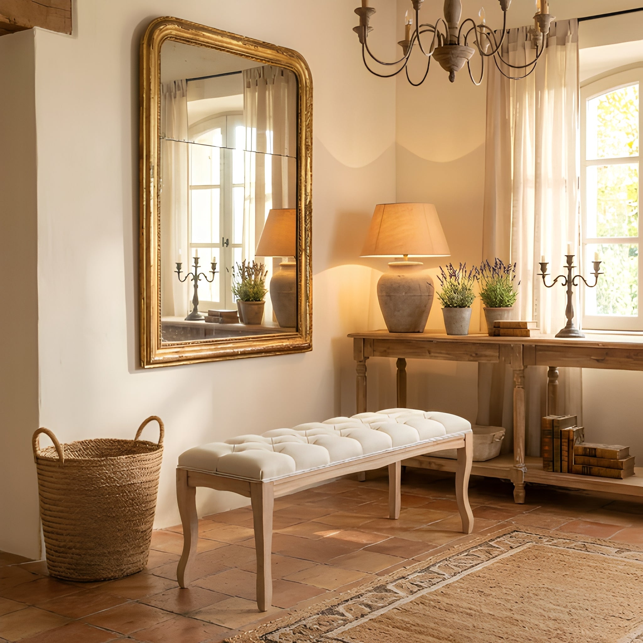 Bedroom Bench French Vintage Tufted Entryway Bench by HouseOfZazla