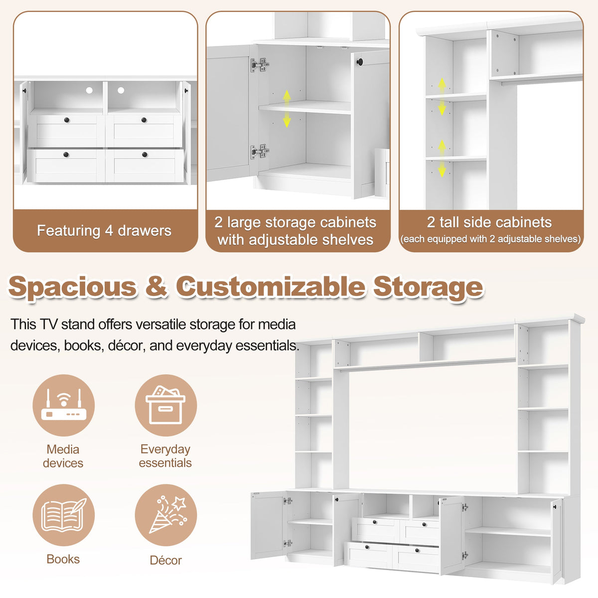 Farmhouse Elegant Entertainment Center Wall Unit, photo 5 of 10