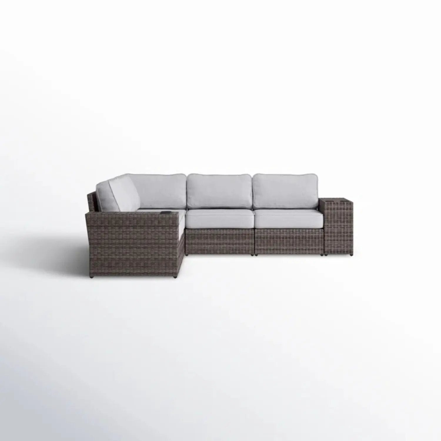 Wide Reversible Outdoor Sectional Sofa With Cushions - Brown / Gray by HouseOfZazla