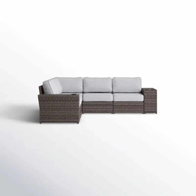 Wide Reversible Outdoor Sectional Sofa With Cushions - Brown / Gray by HouseOfZazla