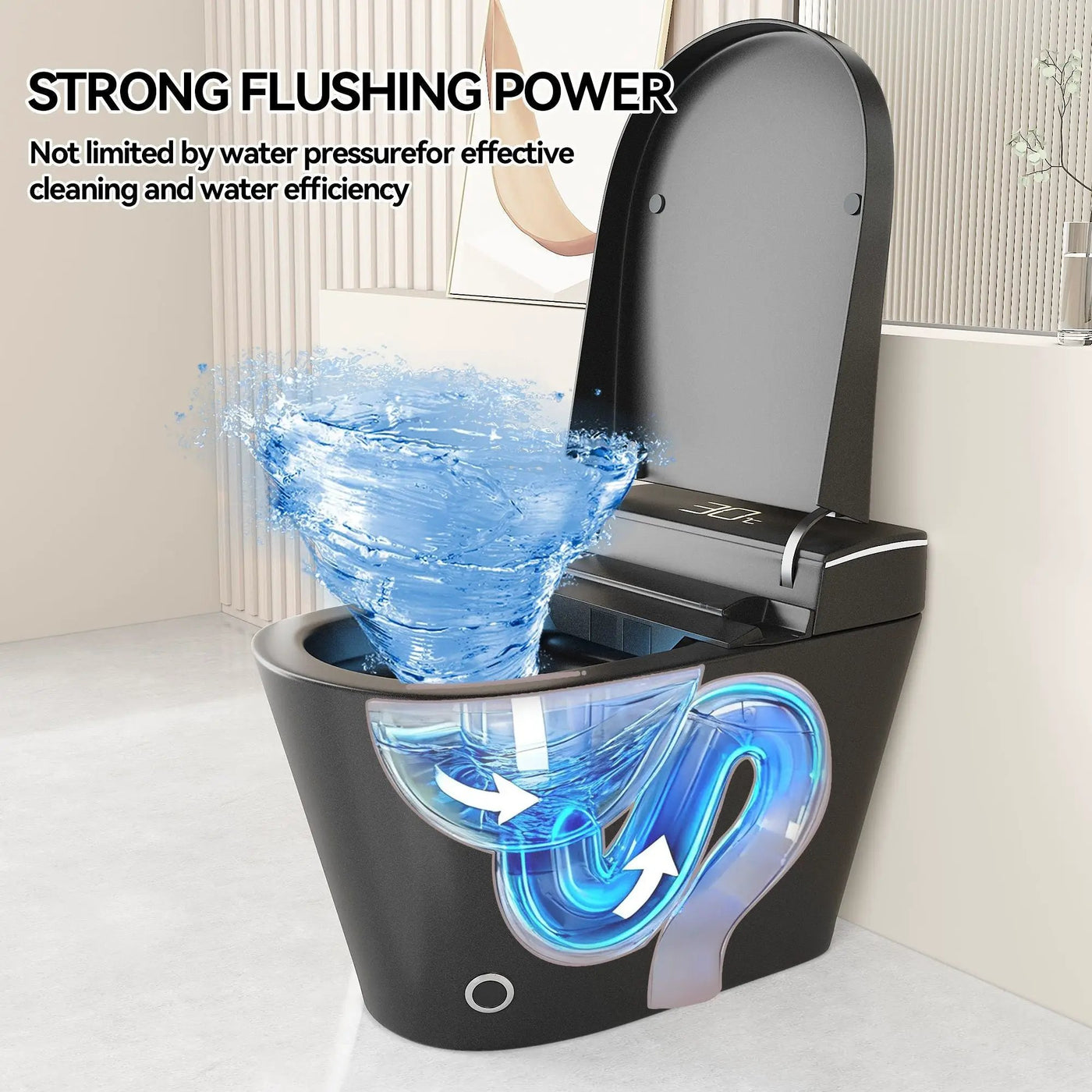 Smart Bidet Toilet With Auto Open / Close Seat, Warm Water Wash, Heated Seat, And Wireless Remote Control by HouseOfZazla