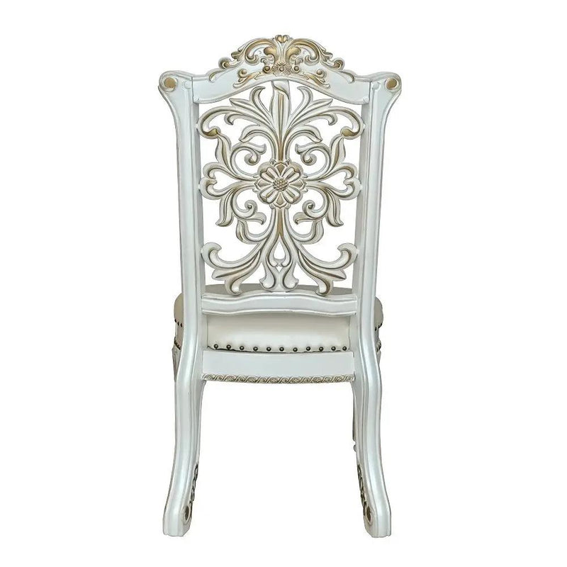Vendome - 48" Side Chair (Set of 2) - Synthetic Leather & Antique Pearl by Unique Piece Furniture