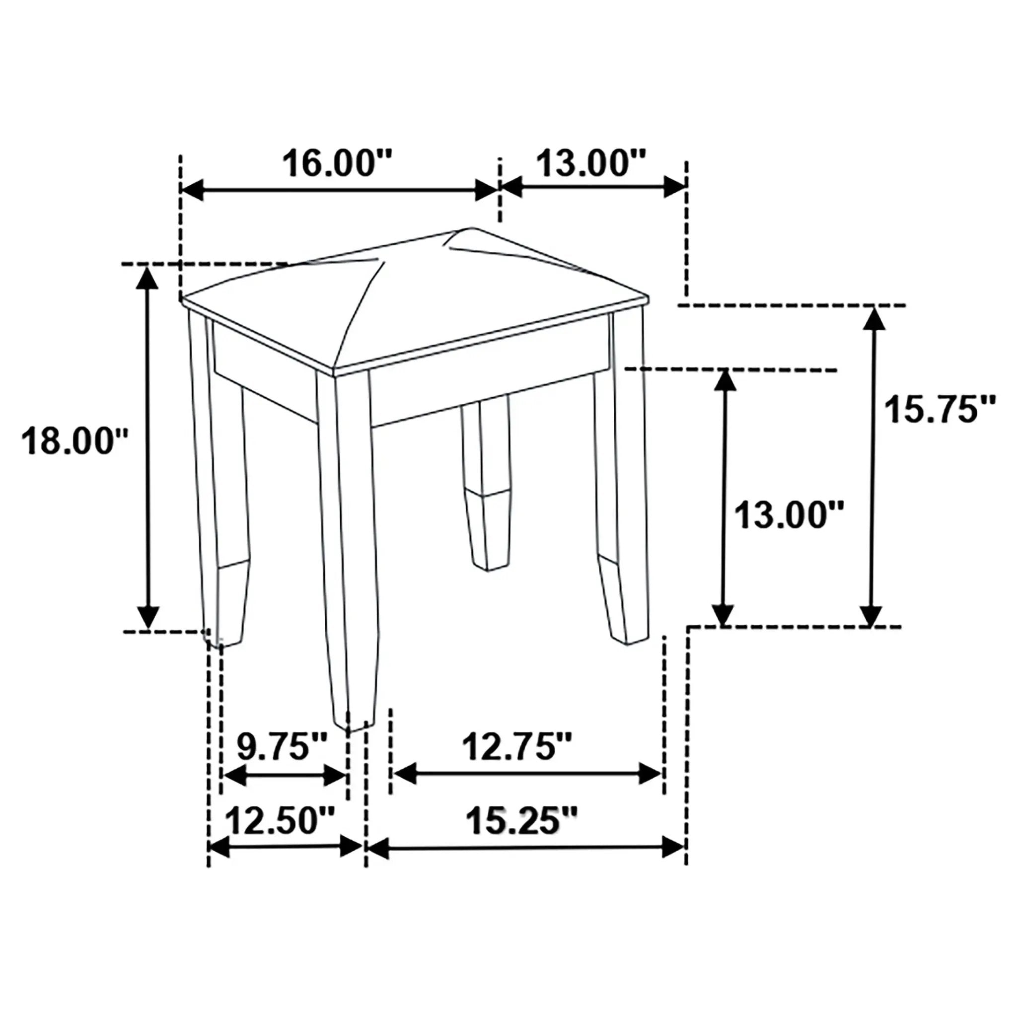 Felicity Upholstered Vanity Stool Metallic and Glossy White by Unique Piece Furniture