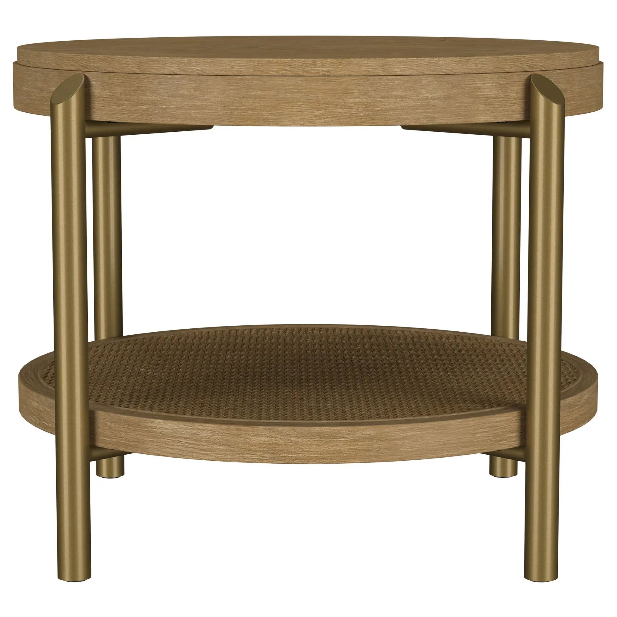 Arini Round End Side Table With Storage Shelf Sand Wash by Unique Piece Furniture