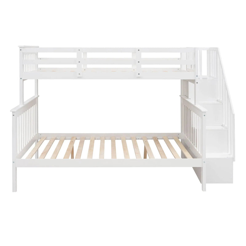 Stairway Bunk Bed With Storage And Guard Rail For Bedroom by HouseOfZazla