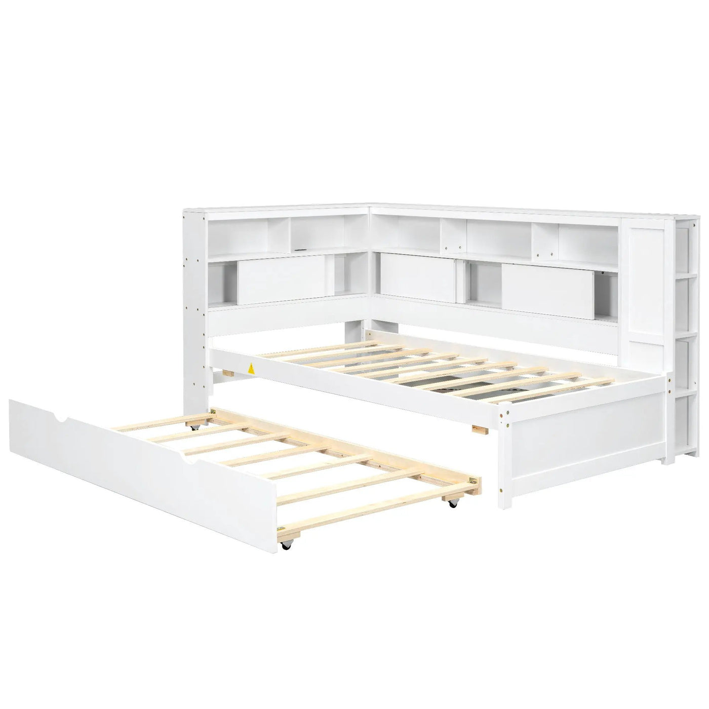 Daybed With Storage Shelves, USB Charging, And Trundle Bed by HouseOfZazla