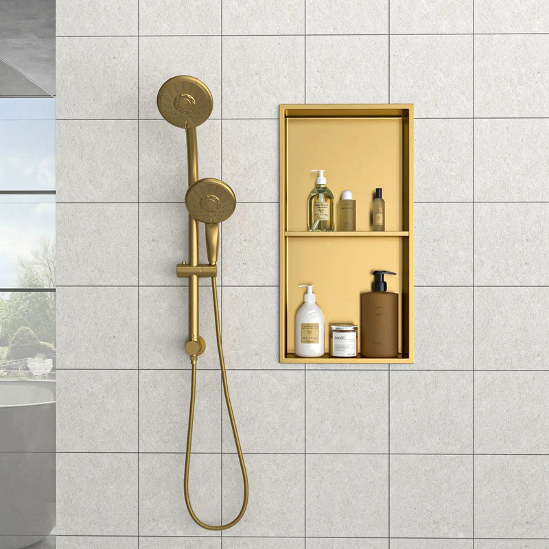 Modern Stainless Steel Shower Niche Double Shelf For Bathroom by HouseOfZazla