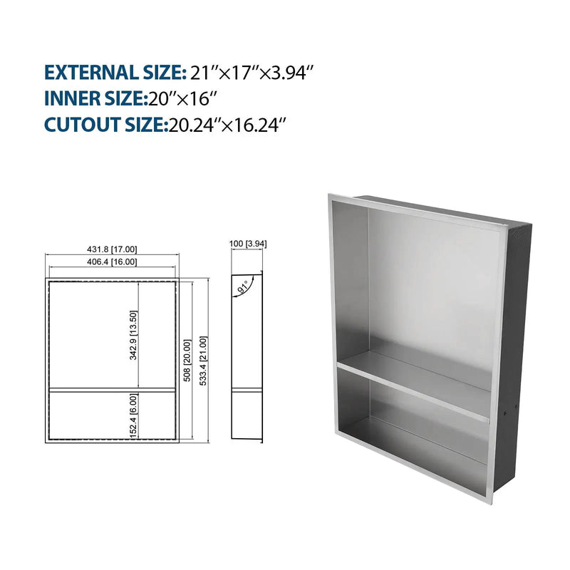 Modern Stainless Steel Shower Niche Double Shelf For Bathroom by HouseOfZazla