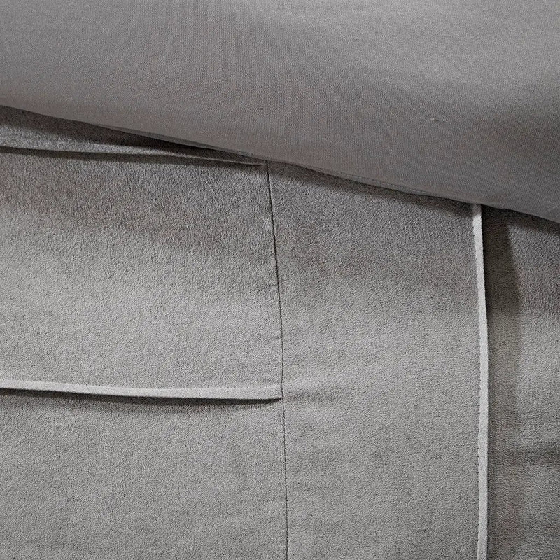 7 Piece Faux Suede Comforter Set Grey Queen by HouseOfZazla