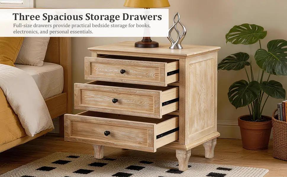 28" Wood Nightstand with Charging Station by HouseOfZazla
