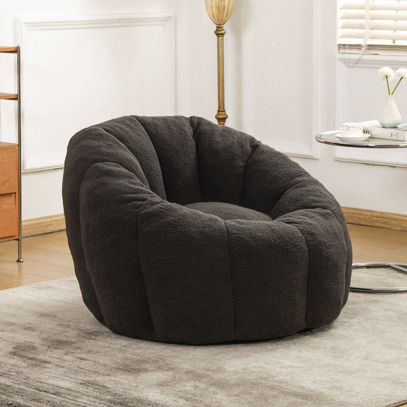 Bean Bag Chair with Armrests - Plush Faux Fur - Dark Gray