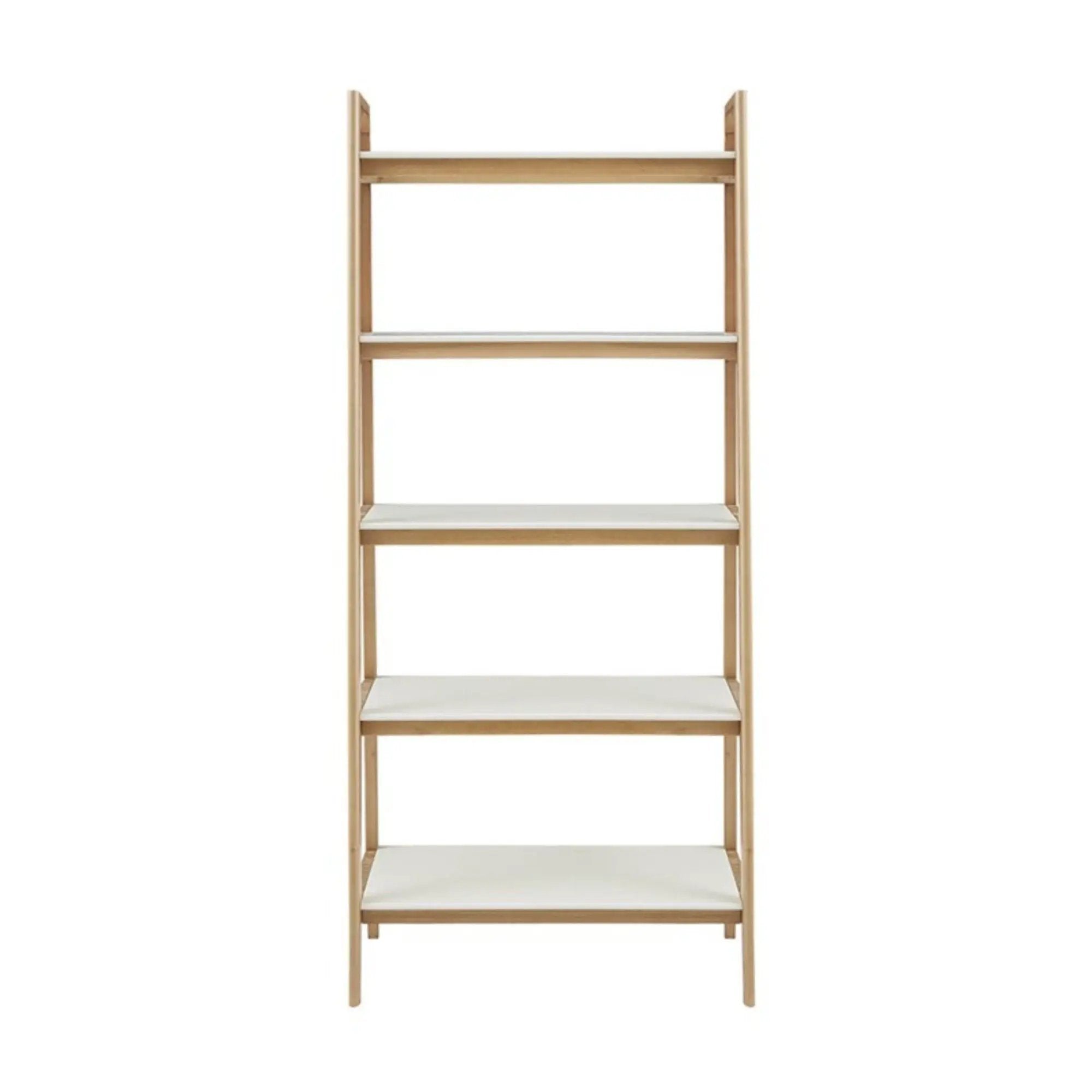Parker - Bookcase With 5 Shelves - Off White / Natural by HouseOfZazla